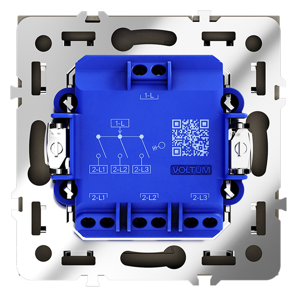 Выключатель встраиваемый VOLTUM S70 трехклавишный 10А, (графит)