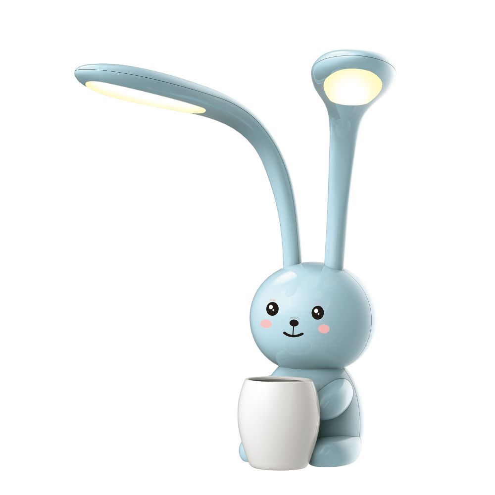ULM-D160 12W-3000-6000K-DIM BLUE Светильник настольный светодиодный Заяц. с подставкой под канцелярские принадлежности. Сенсорный выключатель. Диммер. Синий. TM Uniel