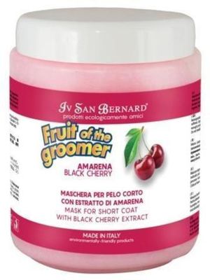 Восстанавливающая маска Iv San Bernard Fruit of the Grommer Black Cherry для короткой шерсти с протеинами шелка Восстанавливающая маска Iv San Bernard Fruit of the Grommer Black Cherry для короткой шерсти с протеинами шелка
