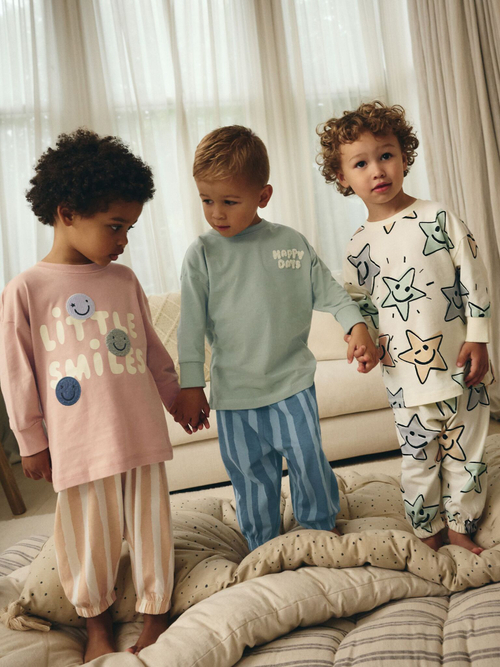 Пижама для мальчика Next B80-599, 3 шт., Молочный, Синий, Бежевый