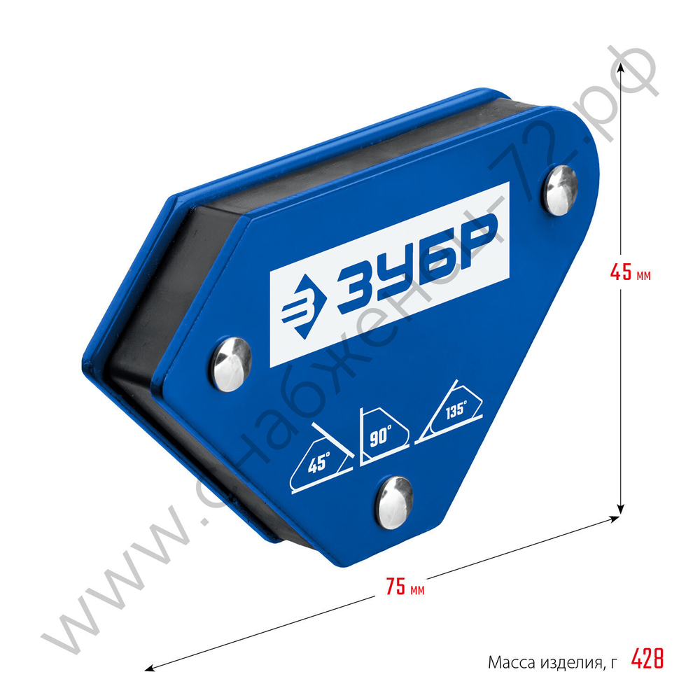 ЗУБР УМ-3, 4 шт, 4 кг, Набор угольников магнитных для сварочных работ, Профессионал (40050-04)