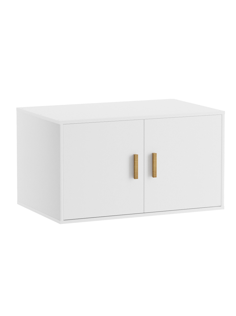 Антресоль, 90х58х50, Моби, на шкаф, с ручками из массива дуба, белый, Dipriz