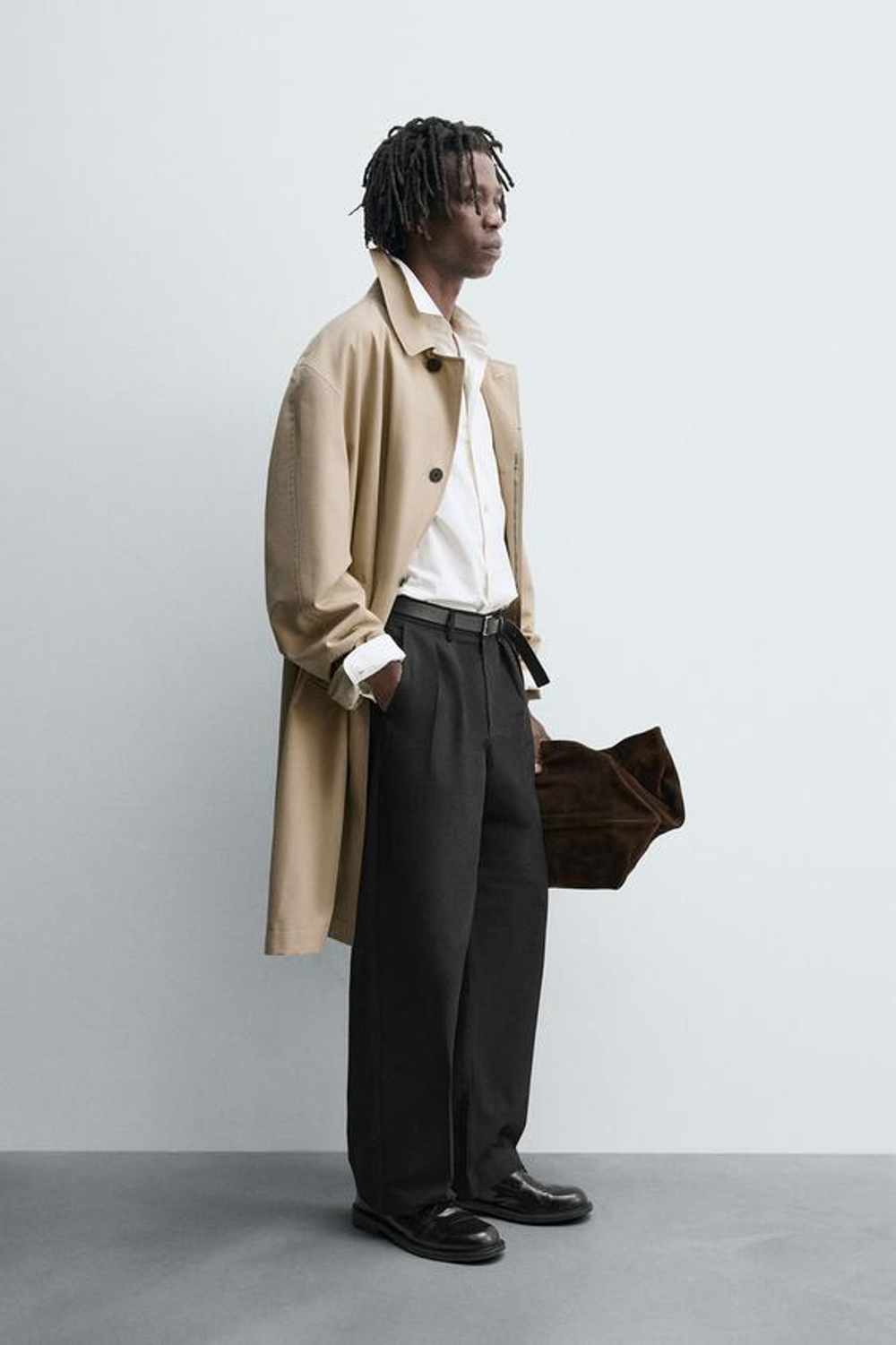 ZARA БРЮКИ WIDE FIT СО СКЛАДКАМИ, ЧЕРНЫЙ