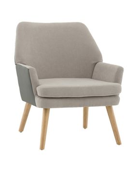 Кресло Харви серый с серой экокожей деревянные ножки