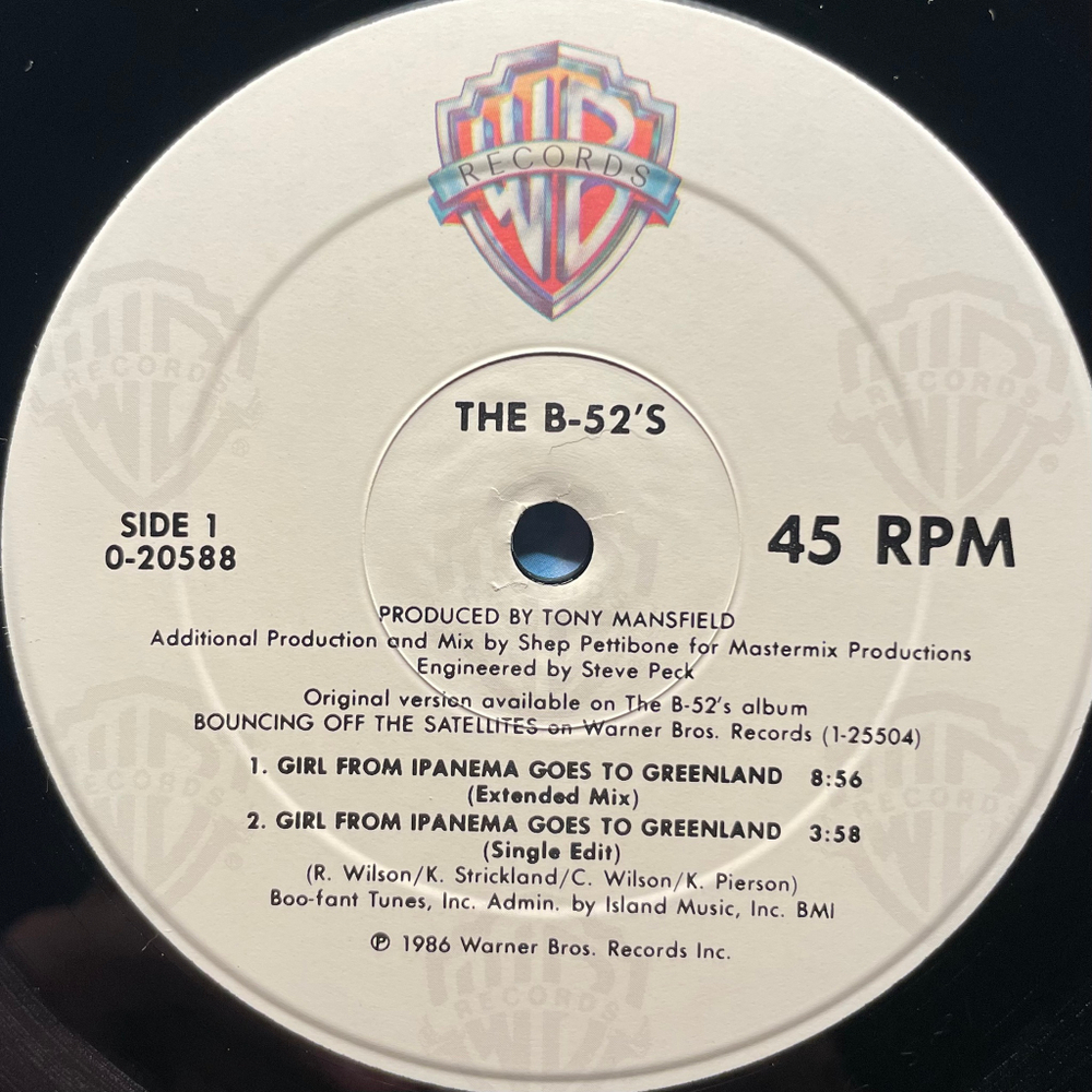 The B-52's ‎– Girl From Ipanema Goes To Greenland (США 1986г.) 12", 45 RPM