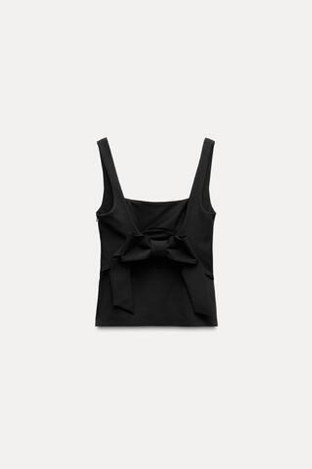 ZARA ТОП С БАНТОМ СЗАДИ, ЧЕРНЫЙ