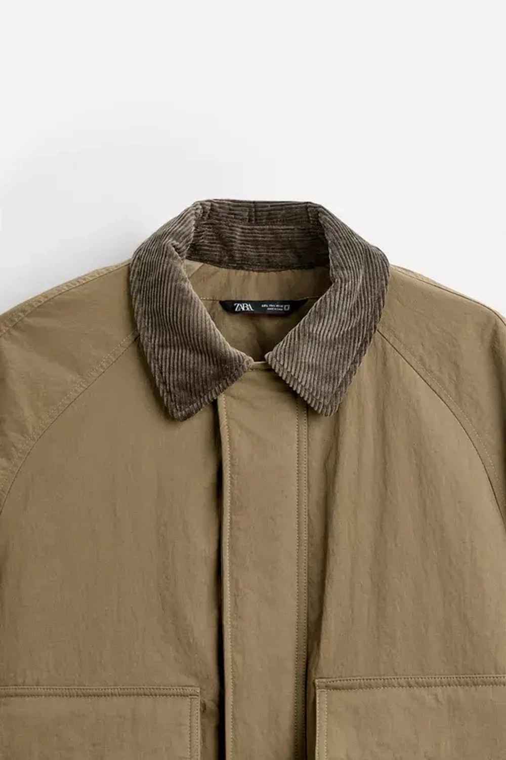 ZARA ПУХОВИК С ВОРОТНИКОМ В ТОН, БЕЖЕВЫЙ