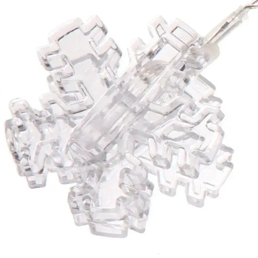 Гирлянда для дома 4,0 м 20 ламп LED с насадками СНЕЖИНКА Прищепка, прозрач.провод, Белый