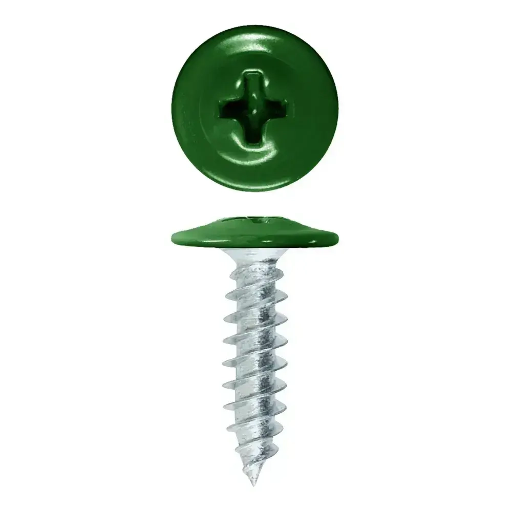 Саморез Rizzel ПШ с прессшайбой острый 4,2х16 RAL 6002 (1000 шт)