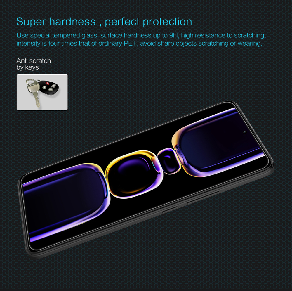 Ультра тонкое стекло с прозрачными рамками от Nillkin для Xiaomi Poco F5 Pro, серия H Anti-Explosion Glass Screen Protector