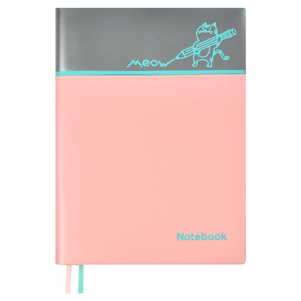 Записная книжка А6 96л. мягк.обл., ПВХ "Кот" шелкография, ляссе*