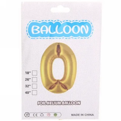 Шар фольгированный 81 см “Цифра 0” (золото)