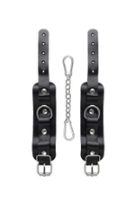 Черные кожаные наручники-браслеты со скруглёнными углами