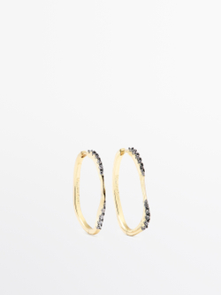 Massimo Dutti Серьги со стразами, золотистый