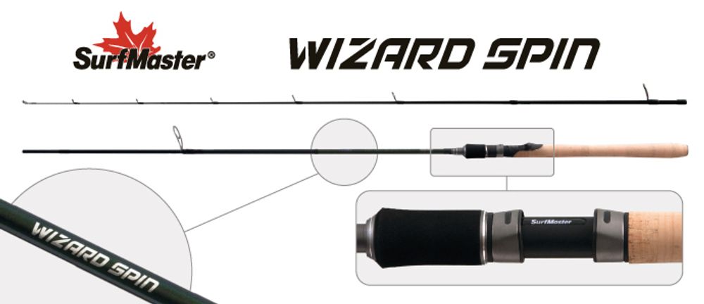 Спиннинг штекерный угольный 2 колена S Master SP1122 Wizard Spin 902MHF HMC (7-21) 2,74 м