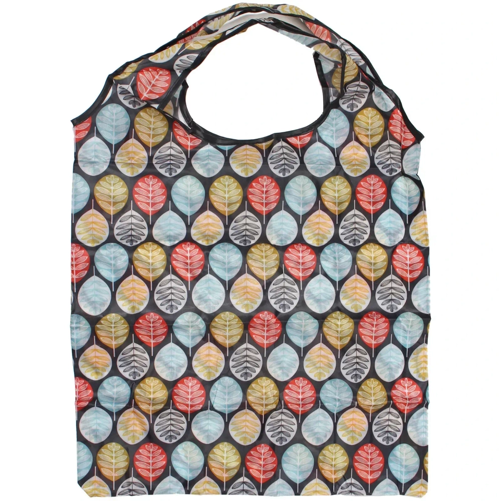 Сумка - шоппер с карабином «ИДЕЯДОМА», принт листики, 60*38см/нагрузка до 10кг (инд. пакет истикер)