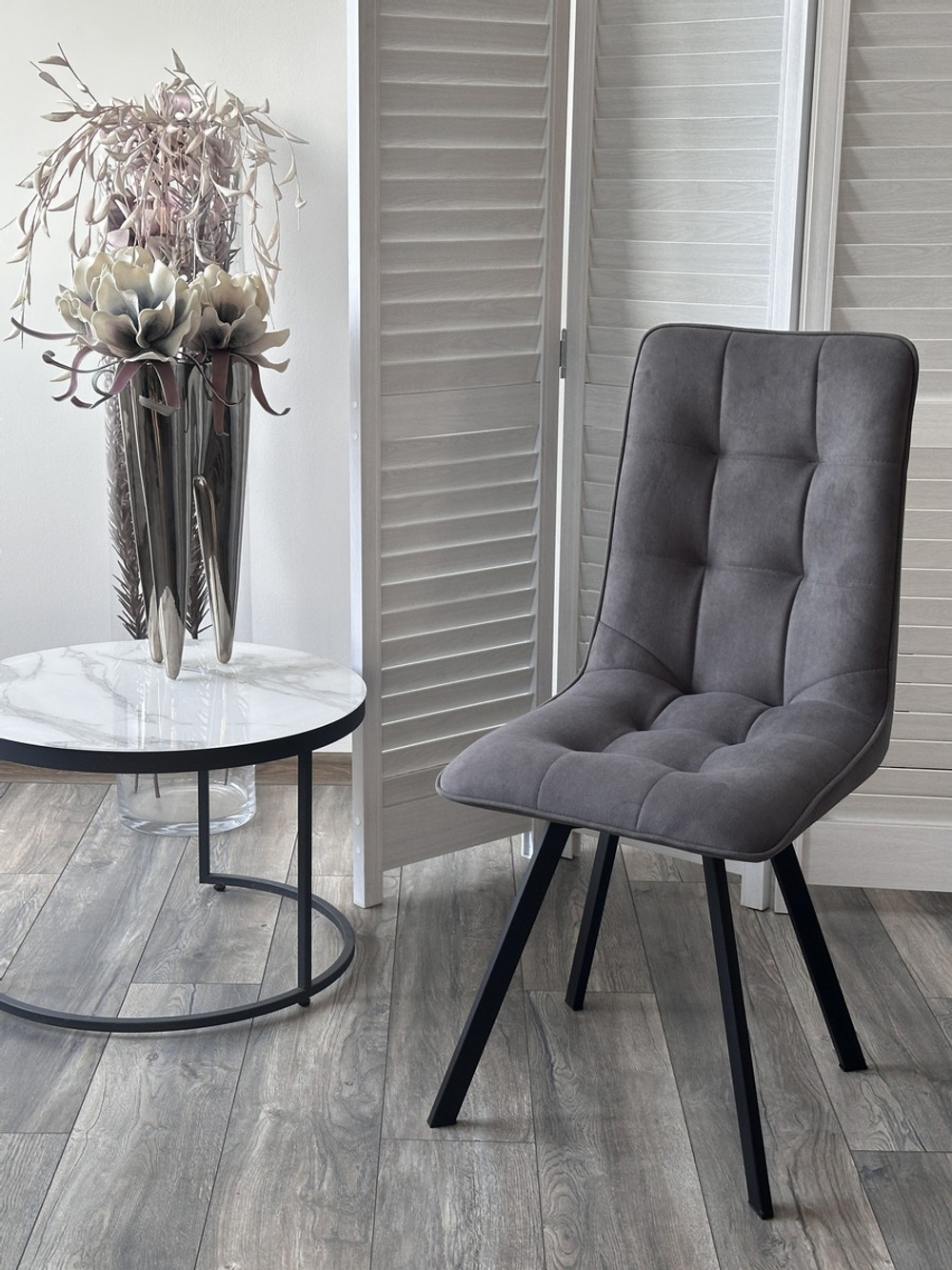 Стул ДАРЛИНГ 360 град. поворот. B28 Темно-серый, велюр / черный каркас, М-City