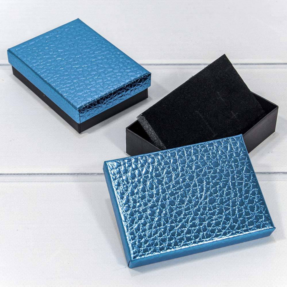 Коробка Ювелирная 11х8х3 см Набор 2 шт "Кожа крокодила" (Синий)