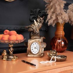 Часы настольные Ученый филин Бронза