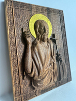 Освященная Икона святого Иоанна Крестителя (Предтечи) резная из дуба 18 х14,3 см