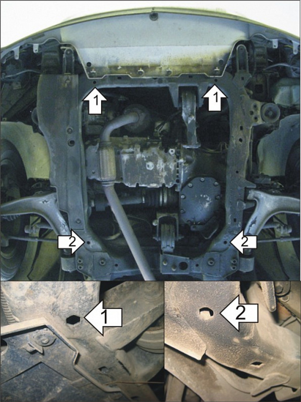 Защита картера Двигателя, КПП. 2 мм, Сталь. для Opel Vectra C 2002-2008 MOTODOR.01511