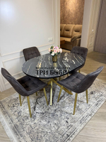 Круглый раздвижной стол "Лофт", луанда и стулья "Бостон" коричневые