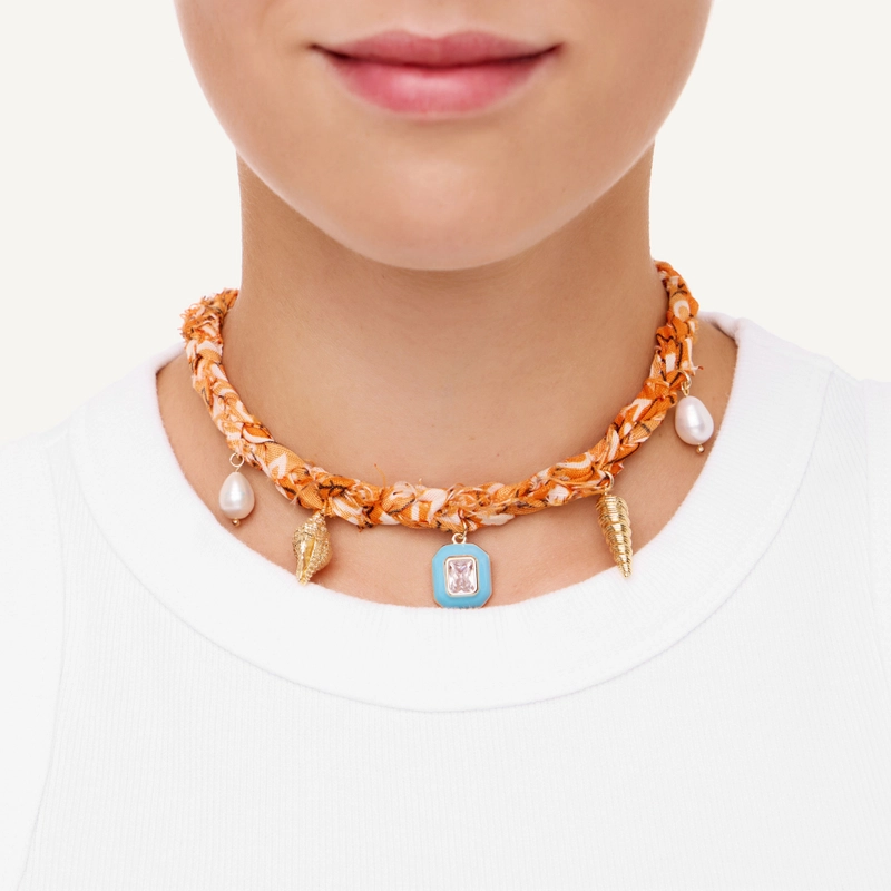 Колье Плетенная Бандана – Оранжевое