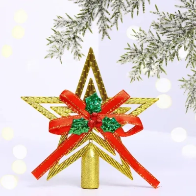 Звезда на ёлку «Классика» с бантом 9,5 см, Золото