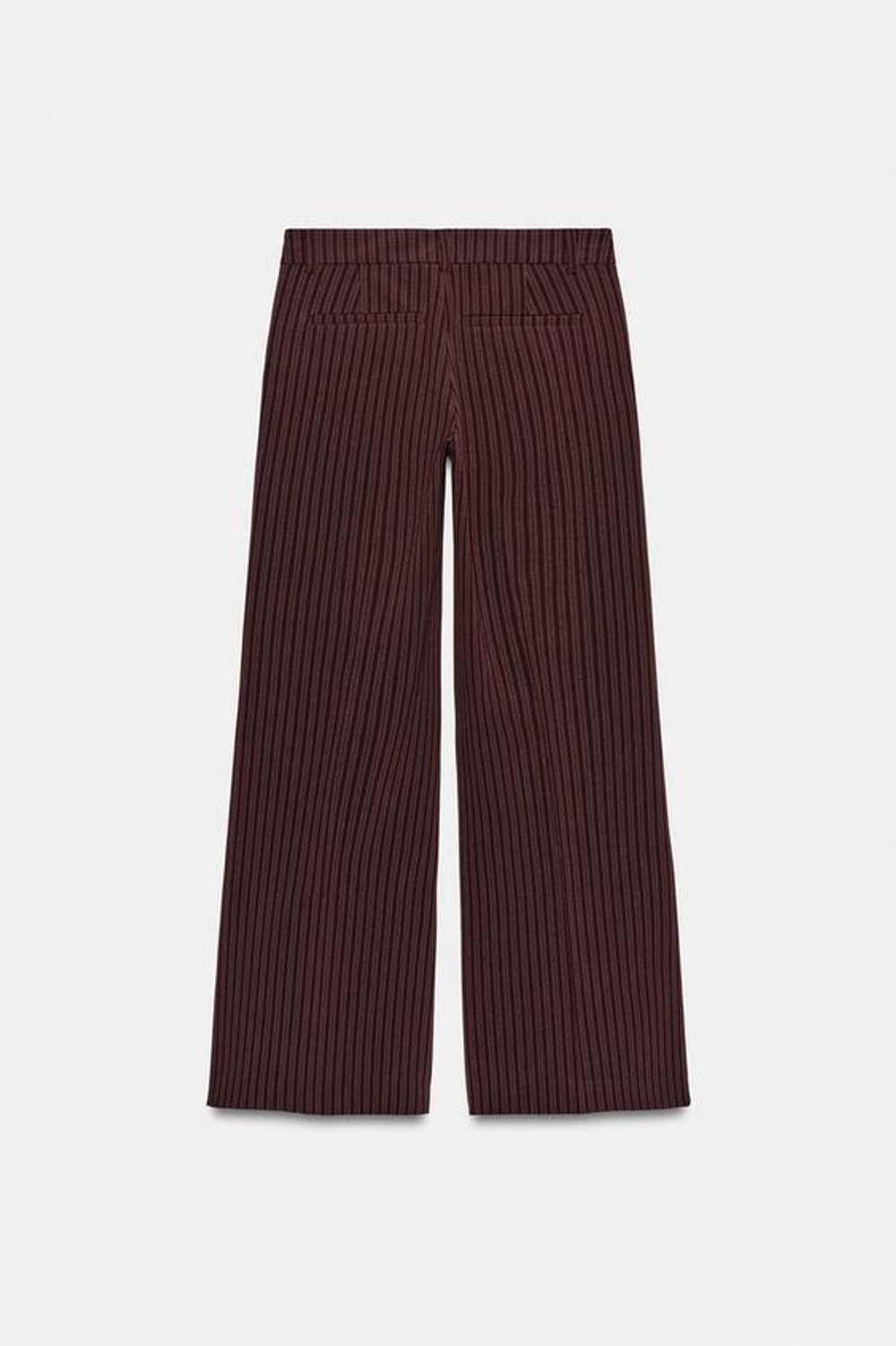 ZARA РАСКЛЕШЕННЫЕ БРЮКИ В ПОЛОСКУ С НИЗКОЙ ПОСАДКОЙ, КОРИЧНЕВЫЙ/ЭКРЮ