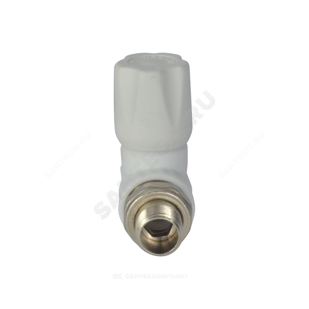 Клапан (вентиль) PP-R запорный белый Дн 20х1/2" Ру25 НР прямой для радиатора VALFEX 1014620012