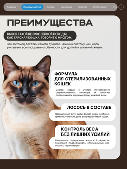 Корм сухой для стерилизованных кошек породы Тайская, с лососем, 2 кг, QUATTRO