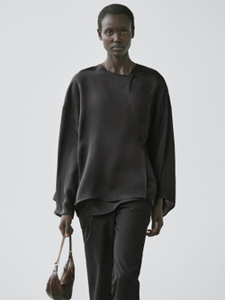 Massimo Dutti Рубашка из струящейся ткани внахлест, черный