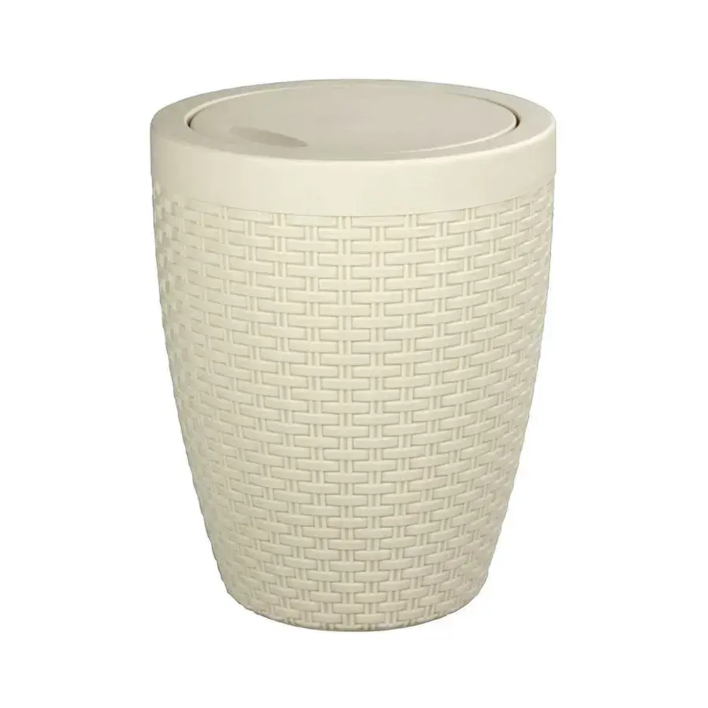 Контейнер для мусора Плетенка с крышкой 8 л (бежевый)
