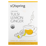 Dr. Mercola, Solspring®, органический травяной чай, тулси, лимон и имбирь, без кофеина, 18 чайных пакетиков, 36 г (1,27 унции)