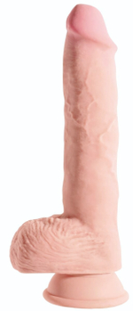 Телесный фаллоимитатор на присоске 10 Triple Density Fat Cock with Balls - 27,9 см. (Цвет: телесный)