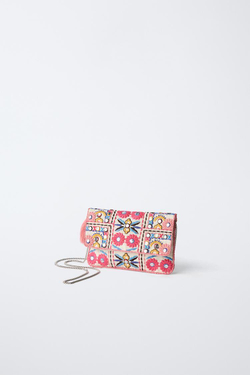 ZARA СУМКА С ЗЕРКАЛЬНЫМИ ДЕТАЛЯМИ И ПЛЕЧЕВЫМ РЕМНЕМ, ЭКРЮ