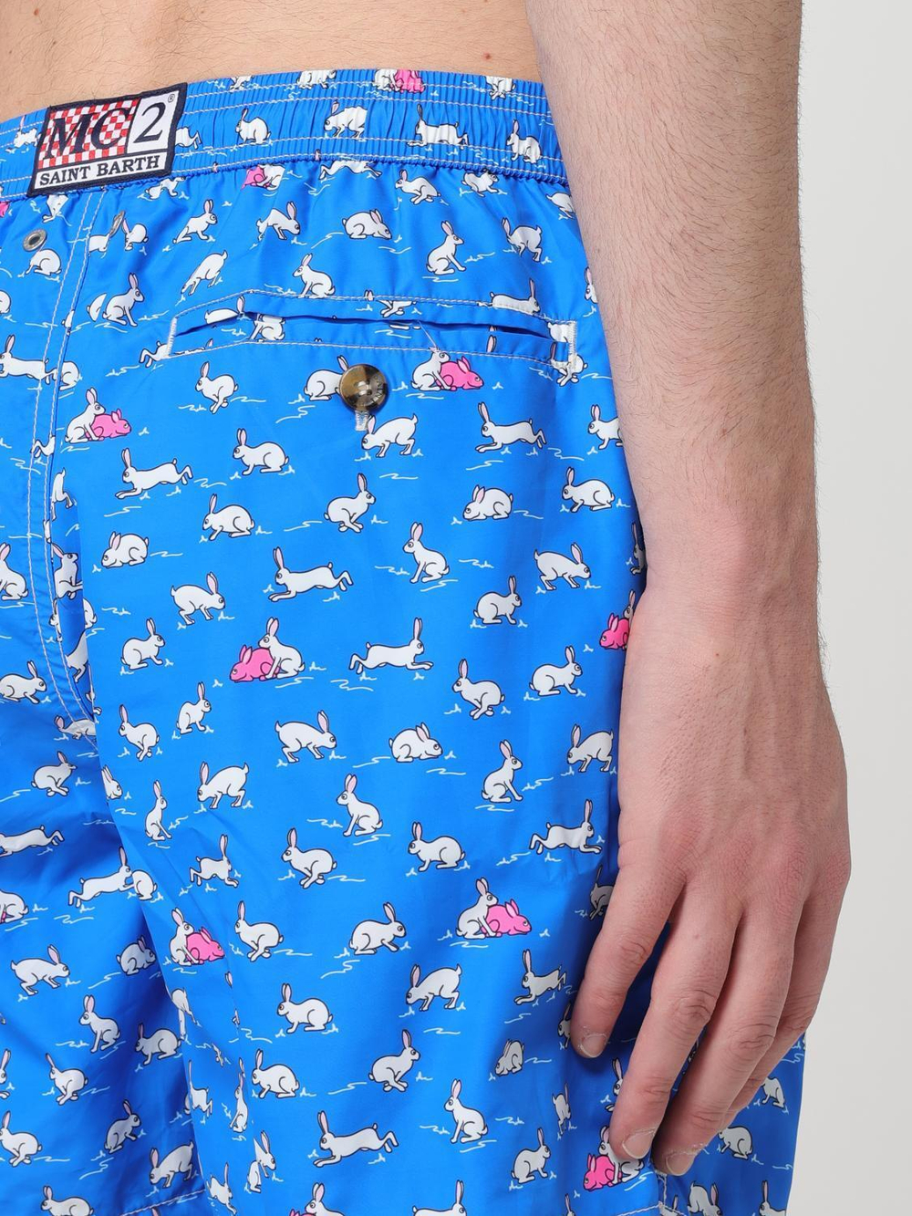 Шорты муж. MC Saint Barth RABBIT LOVER 17 синий кролики белый/розовый