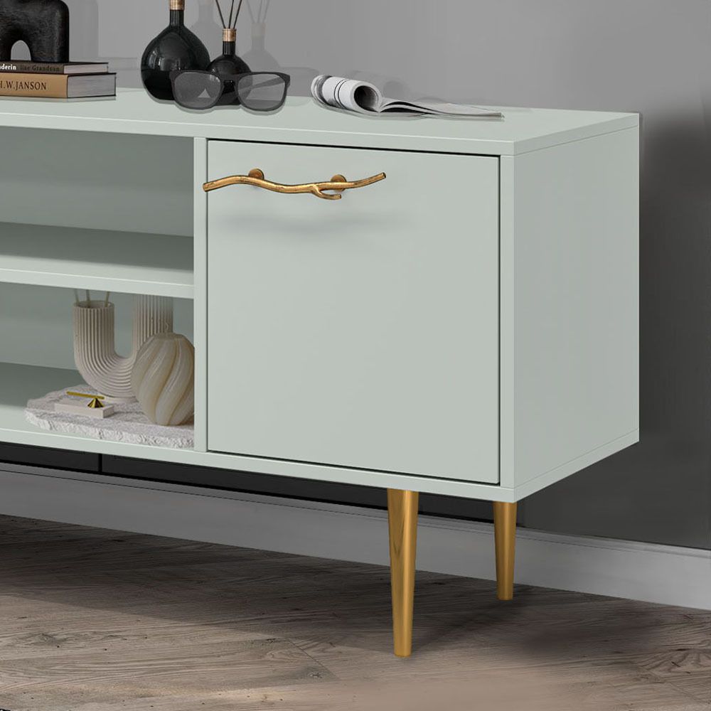 Тумба под ТВ Арт Колор matte 155см Стайл Голд Серый дым матовый