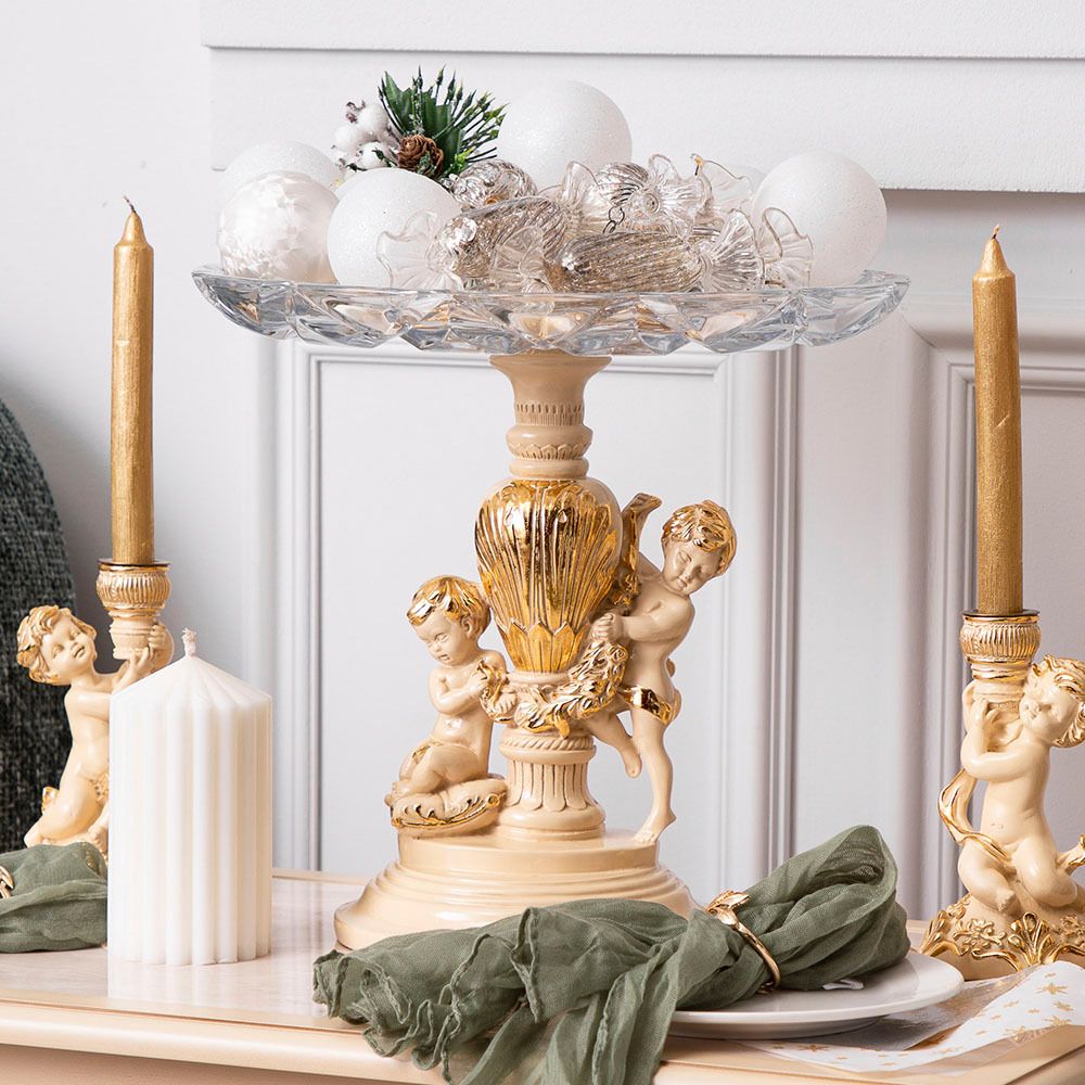 Фруктовница Путти Айвори со стеклянной чашей