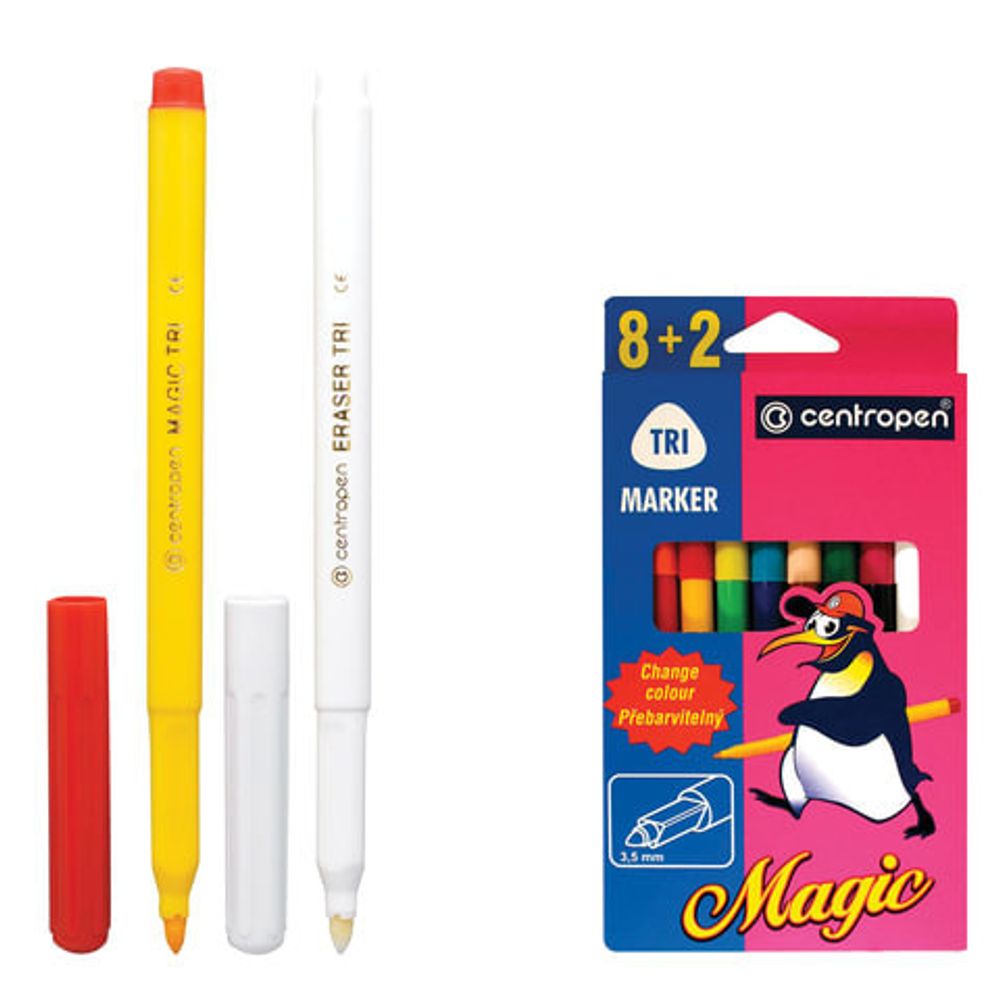 Фломастеры меняющие цвет 8 ЦВЕТОВ CENTROPEN "Magic", + 2 изменяющих цвет, вентилируемый колпачок, 2549/10KK, 5 2549 1001