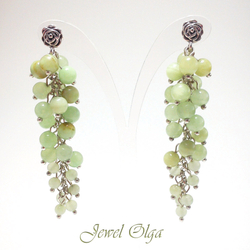 Длинные серьги с ониксом "Лесная нимфа"