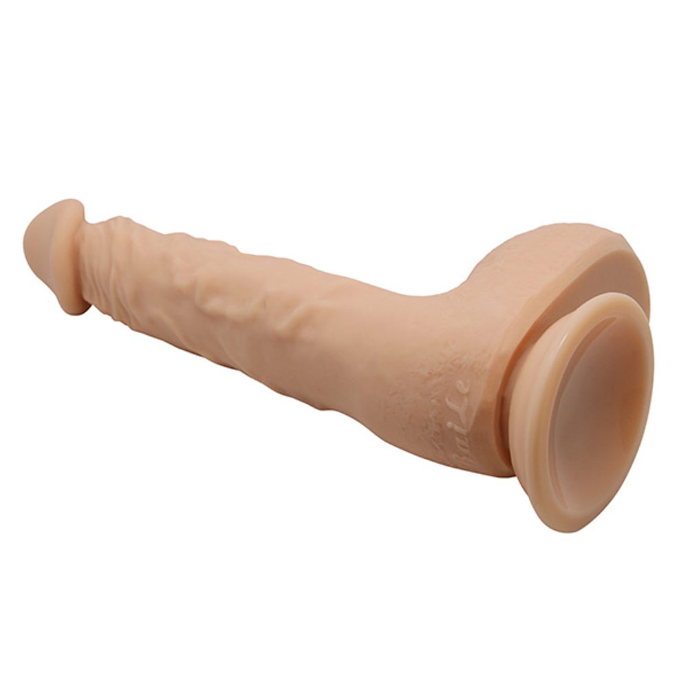 Телесный вибратор-реалистик 25см с большой мошонкой и пультом ДУ Baile Jason BW-008041ZSY