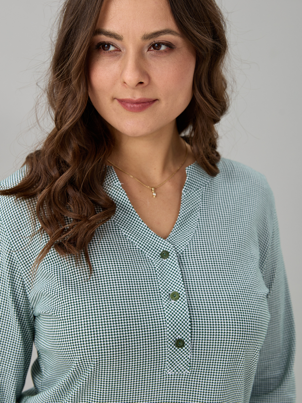 Блузка БЛ-22/гусинаялапка-зеленый