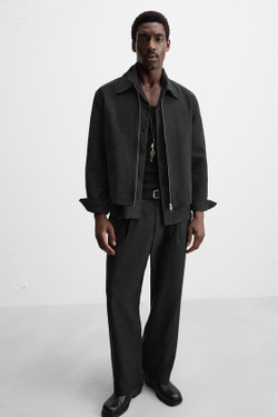 ZARA СТРУЯЩИЕСЯ БРЮКИ RELAXED FIT, ЧЕРНЫЙ