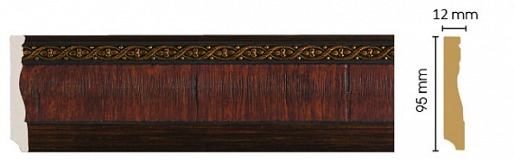 Плинтус напольный дюрополимер под дерево D153-2 95×12×2400 мм DecoMaster