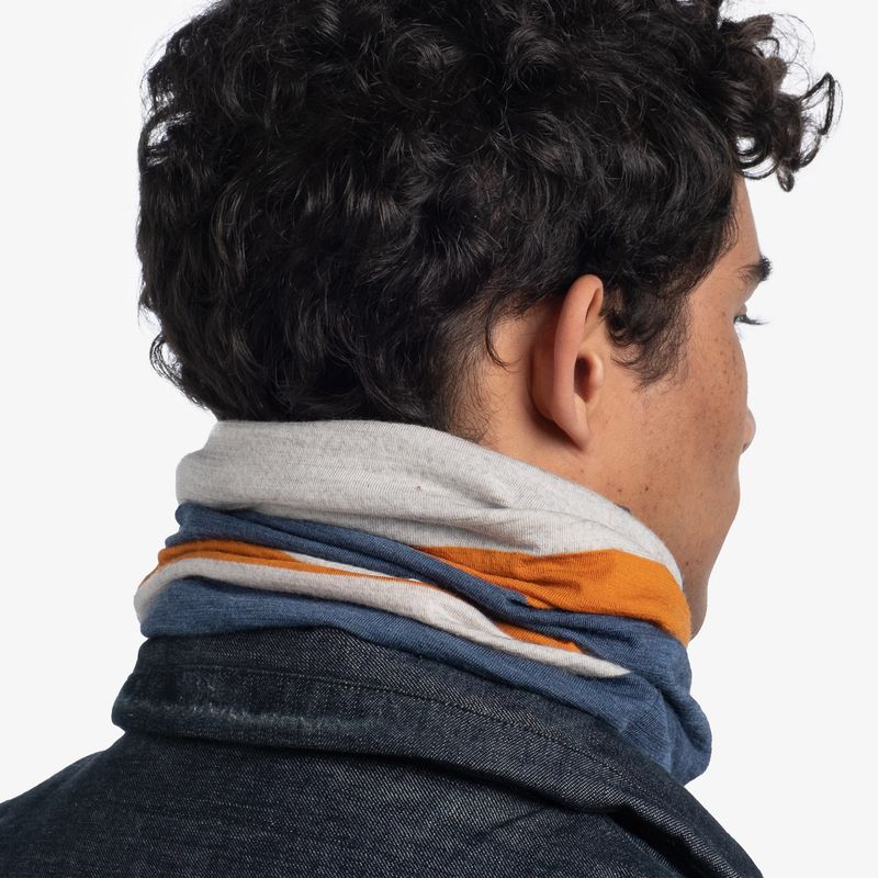 Тонкий шерстяной шарф-труба Buff Wool Move lightweight Steel Blue Фото 5