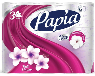 Т/бумага PAPIA 3-х сл, Балийский цветок 12 шт