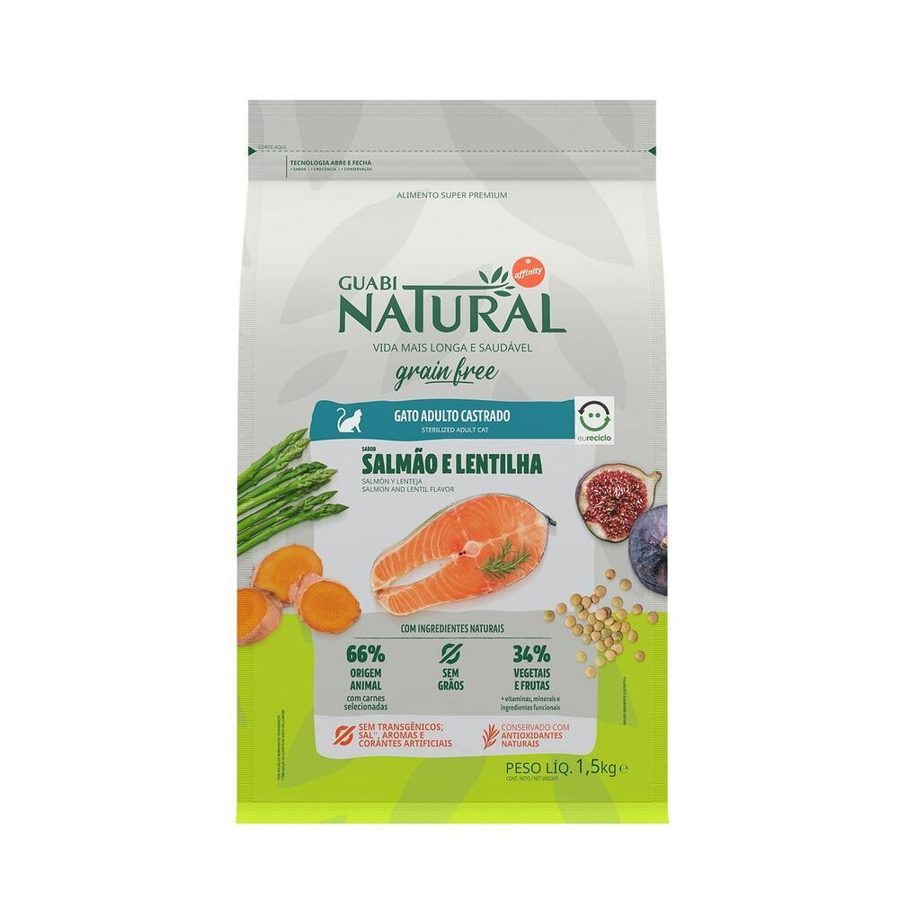 Guabi Natural Grain Free беззерновой корм для стерилизованных кошек с лососем и чечевицей (Sterilised)