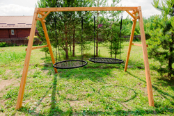 Деревянные качели с двумя качелями гнездо 100 см