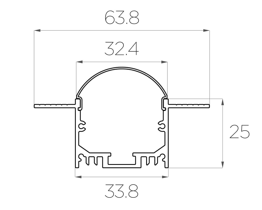 Профиль алюминиевый под шпаклевку LC-LPSH-2564-2 Anod